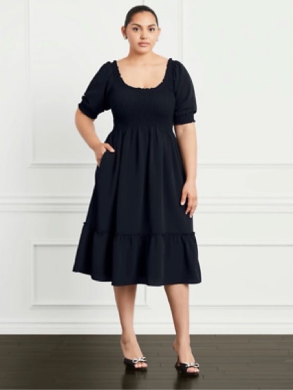 Hill House | The Louisa Nap Dress Black Crepe Wrinkle Resistant Womens size XXL